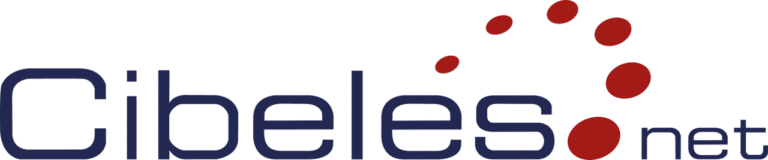 Logotipo de Cibeles.net con texto y puntos rojos