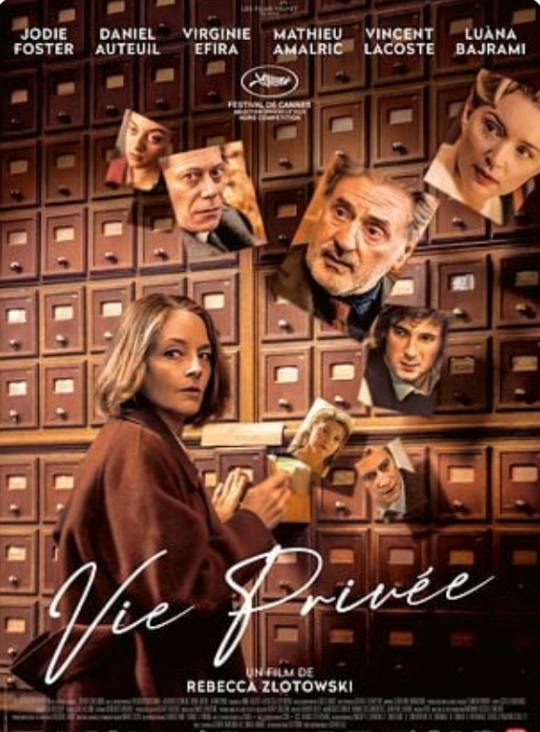 Cartel de la película Vie Privée con Jodie Foster investigando un asesinato.