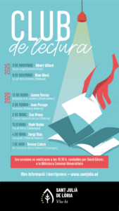 Cartel del club de lectura con David Galvéz sobre el libro Sentinella de Joan Peruga