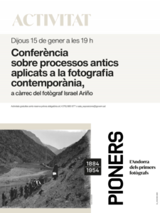 Cartel de conferencia sobre fotografía contemporánea y procesos antiguos