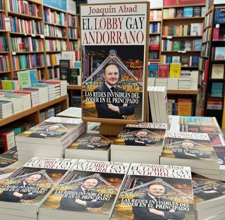 Libro El Lobby Gay Andorrano en una librería con varios ejemplares