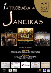 Cartel de la primera trobada de cant de janeiras en Andorra la Vella