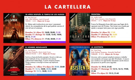 Cartelera de películas en Cinemes Illa Carlemany del 16 al 22 de enero de 2026