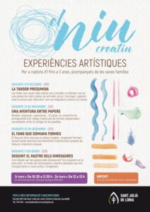 Cartel del taller familiar sobre dinosaurios en la Escuela de Arte