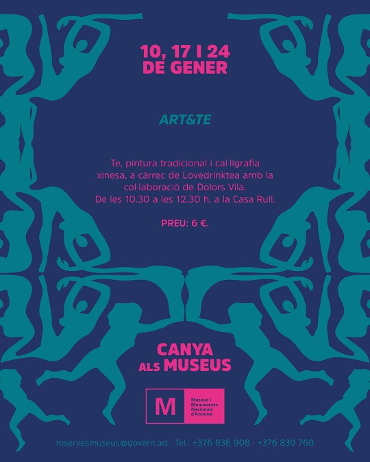 Cartel del taller de té y arte chino en Casa Rull
