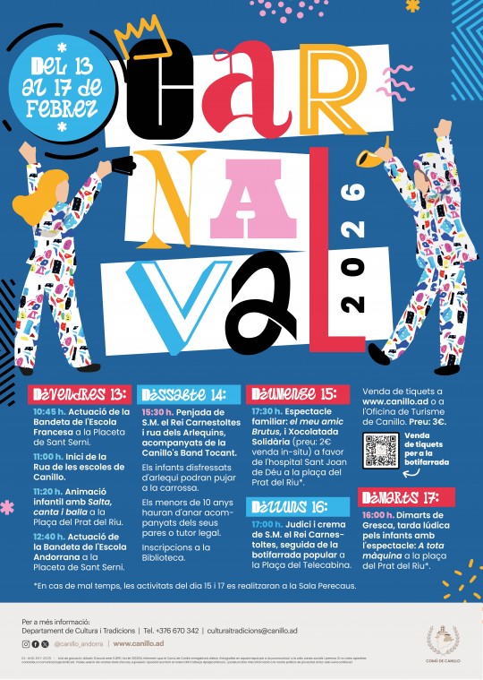 Cartel del Carnaval 2026 en Canillo con actividades y fechas