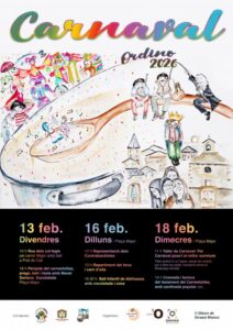 Cartel del Carnaval d'Ordino 2026 con actividades y festividades