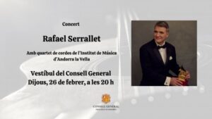 Rafael Serrallet en un concert con un quartet de cordes en Andorra la Vella