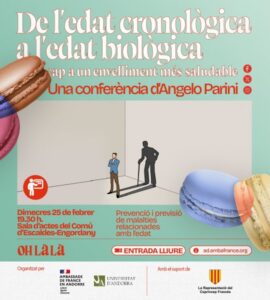 Cartel de la conferencia sobre envejecimiento saludable con Angelo Parini.