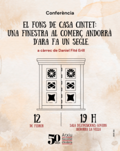 Cartel de la conferencia sobre el comercio andorrano hace un siglo.