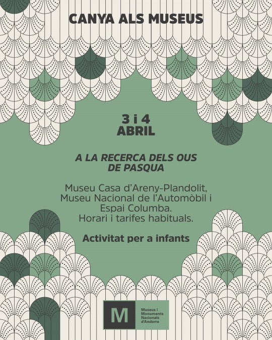 Cartel de actividad para niños sobre la búsqueda de huevos de Pascua en Andorra.