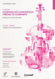 Cartel del concierto sobre la Constitución en Ordino, Andorra.