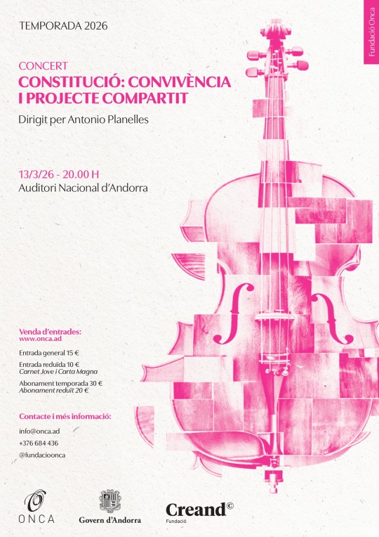 Cartel del concierto sobre la Constitución en Ordino, Andorra.