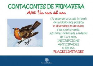Cartel del contacontes de primavera en la Biblioteca Pública de Andorra