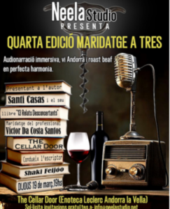 Cartel de presentación literaria con vino en Andorra la Vella