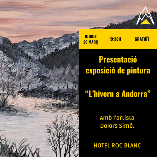 Cartel de la exposición L'hivern a Andorra con detalles del evento.