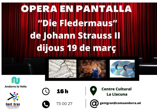 Cartel de la proyección de la ópera Die Fledermaus en Andorra la Vella