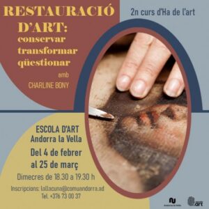 Cartel del curso sobre restauración de arte en Andorra la Vella