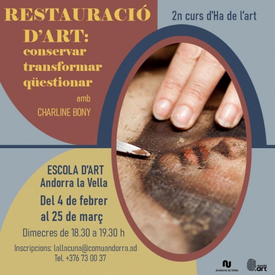 Cartel del curso sobre restauración de arte en Andorra la Vella