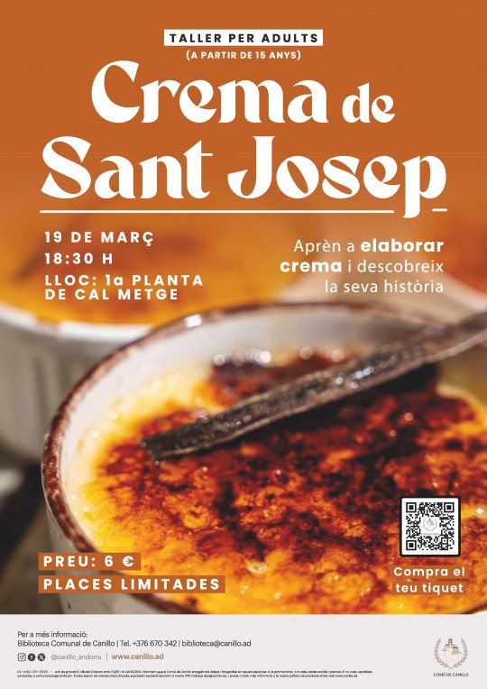 Taller de cocina para aprender a hacer crema de Sant Josep en Canillo