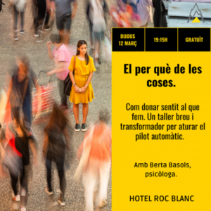 Cartel del taller sobre el sentido de la vida en Escaldes-Engordany