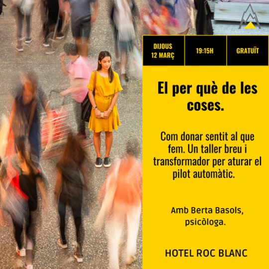 Cartel del taller sobre el sentido de la vida en Escaldes-Engordany