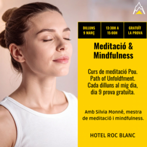 Mujer meditando en un taller de mindfulness en Escaldes-Engordany