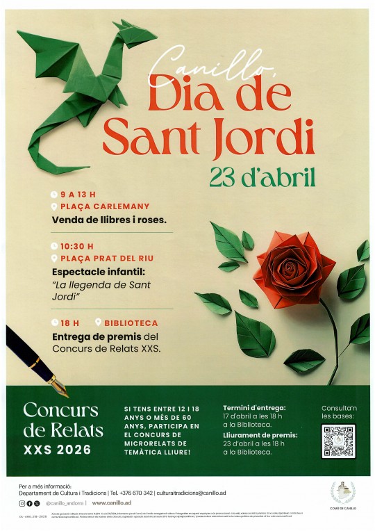 Cartell de les activitats del Dia de Sant Jordi a Canillo