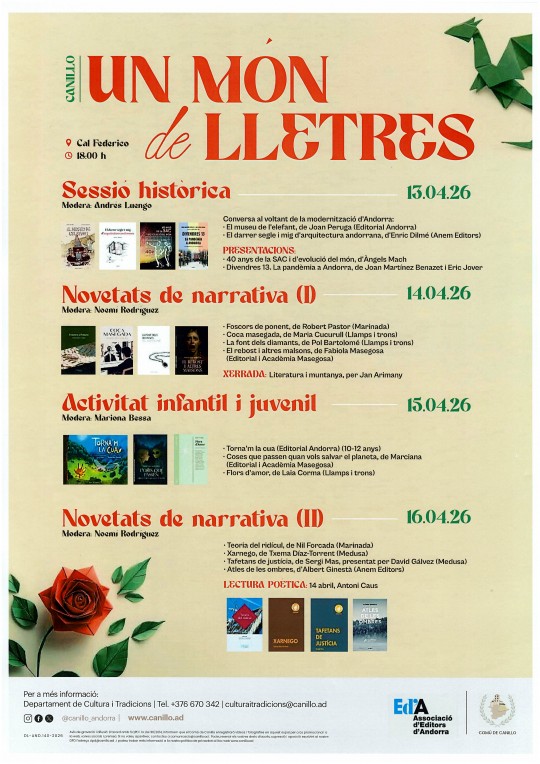 Cartel del ciclo literario en Canillo con actividades y autores destacados