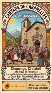 Grupo de personas cantando en la plaza de La Massana durante la cantada de caramelles.