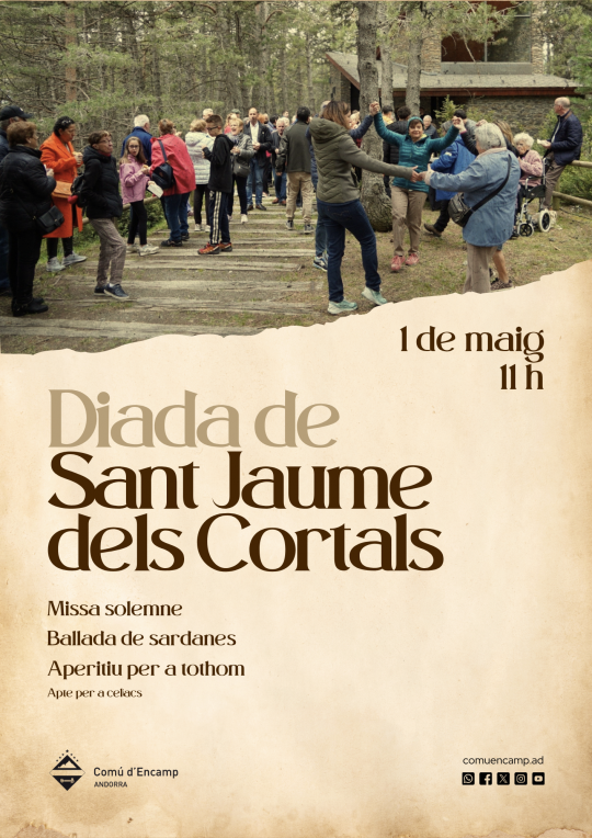 Celebración de la Diada de Sant Jaume en Encamp con misa y baile.