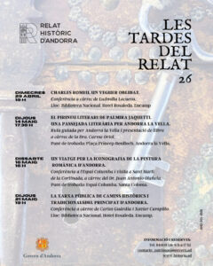 Cartel de actividades históricas de Les Tardes del Relat en Andorra.