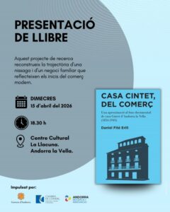 Cartel de presentación del libro Casa Cintet en Andorra la Vella