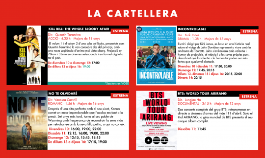 Cartellera de pel·lícules dels Cinemes Illa Carlemany d'Escaldes-Engordany
