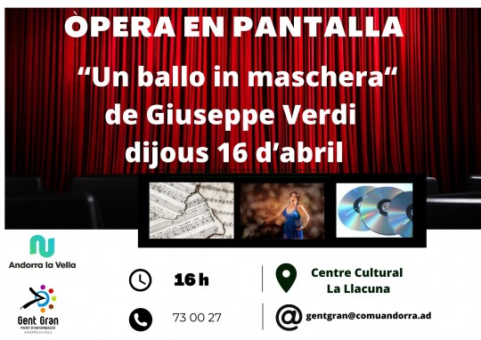 Cartel de la proyección de Un ballo in maschera de Verdi en Andorra