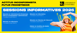 Cartel informativo sobre sesiones del bàtxelor en Ciències de l'Educació