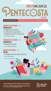 Cartel de actividades infantiles en la Biblioteca para Pentecosta 2026