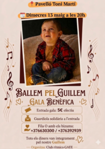 Cartel de la gala benéfica Ballem pel Guillem en Andorra