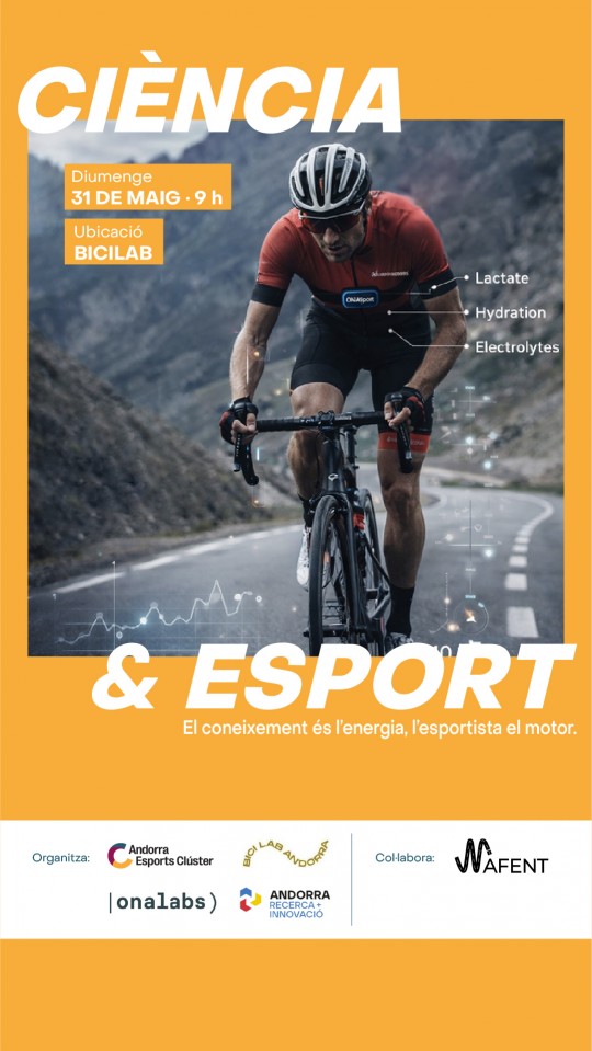 Ciclista en carretera con datos de rendimiento deportivo