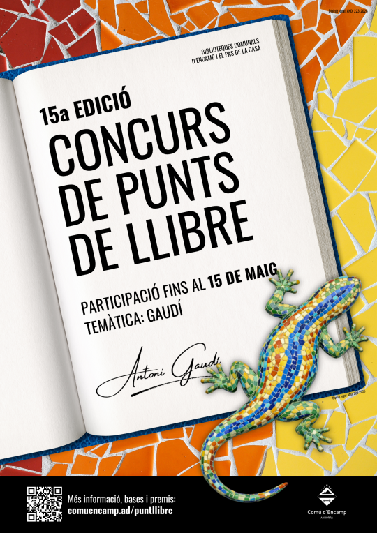 Cartel del concurs de punts de llibre dedicat a Antoni Gaudí en Encamp
