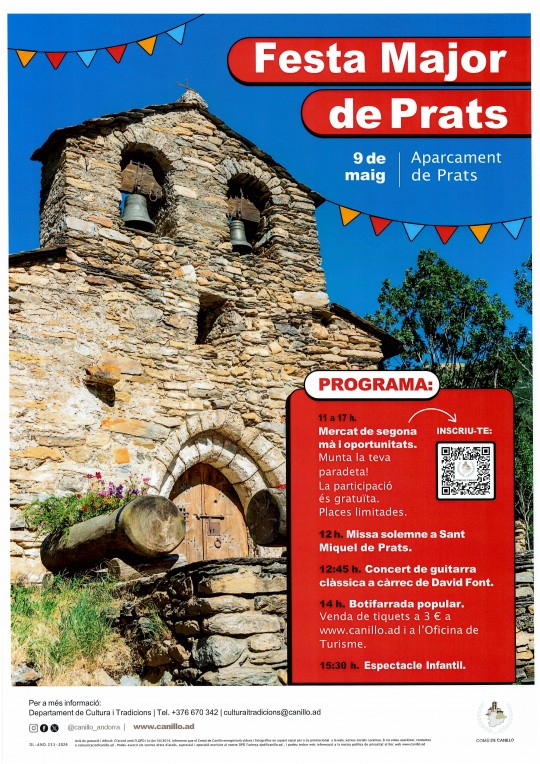 Cartel de la Festa Major de Prats con información del evento y paisaje