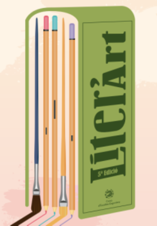 Cartel del evento Liter'Art con pinceles y lápices de colores