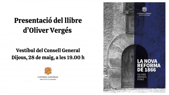 Cartel de presentación del libro La Nova Reforma de 1866 en Andorra