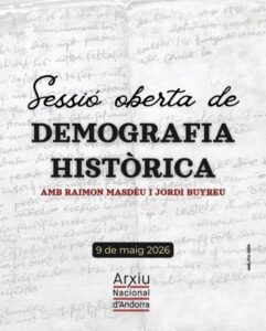 Cartel de la sesión abierta sobre demografía histórica en Andorra
