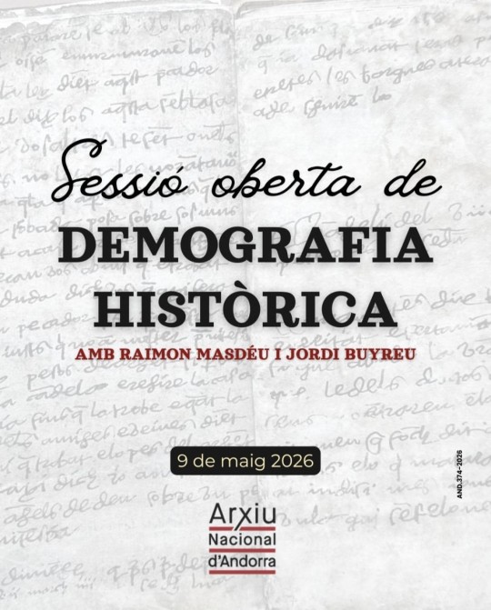 Cartel de la sesión abierta sobre demografía histórica en Andorra