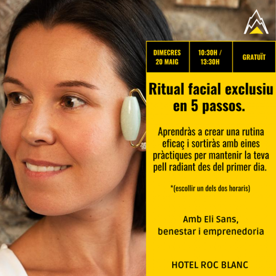 Mujer participando en taller de rutina facial en Hotel Roc Blanc