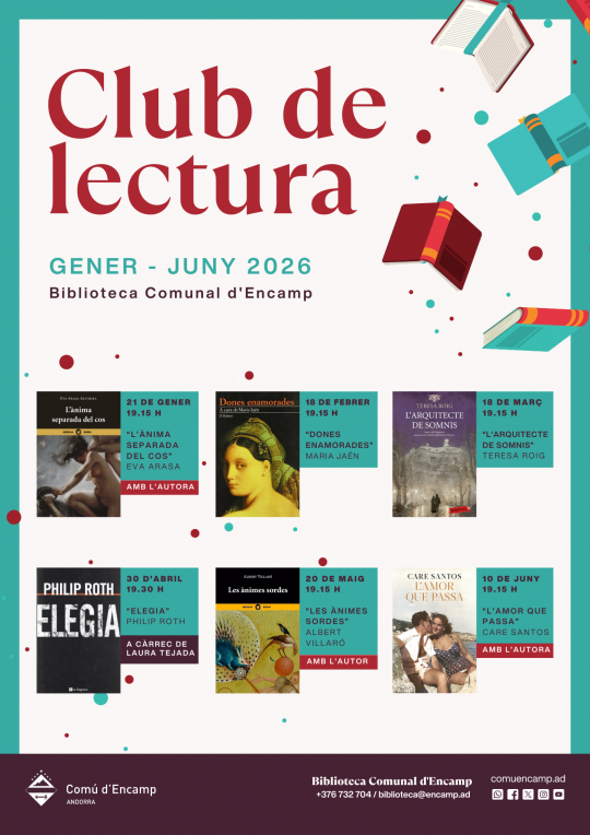 Cartel del club de lectura en la Biblioteca Comunal d'Encamp