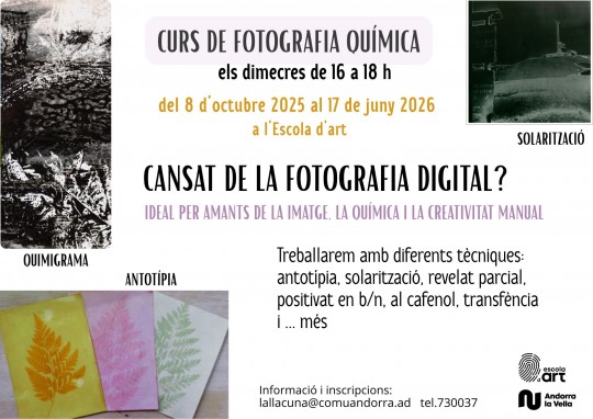 Cartel del curso de fotografía química en Andorra la Vella