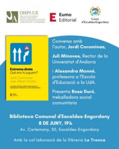 Cartel de presentación del libro sobre extrema derecha en Escaldes-Engordany
