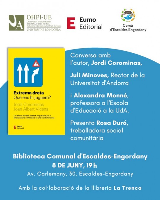 Cartel de presentación del libro sobre extrema derecha en Escaldes-Engordany